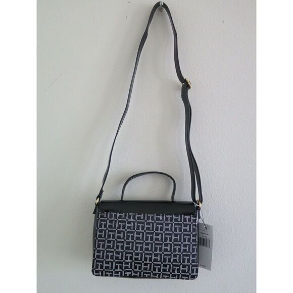 Tommy Hilfiger 69J5108 001 Black/White "TH" Monogram Crossbody Satchel Bag $108+ - Picture 11 of 11